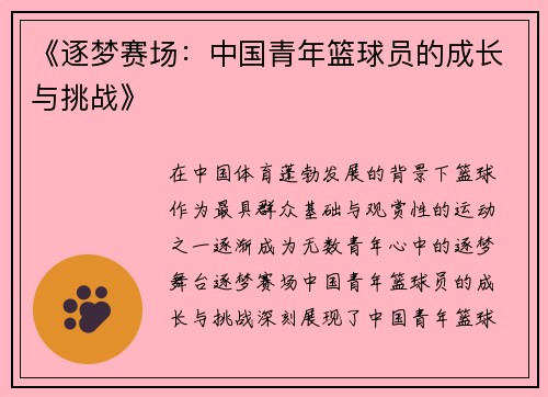 《逐梦赛场：中国青年篮球员的成长与挑战》